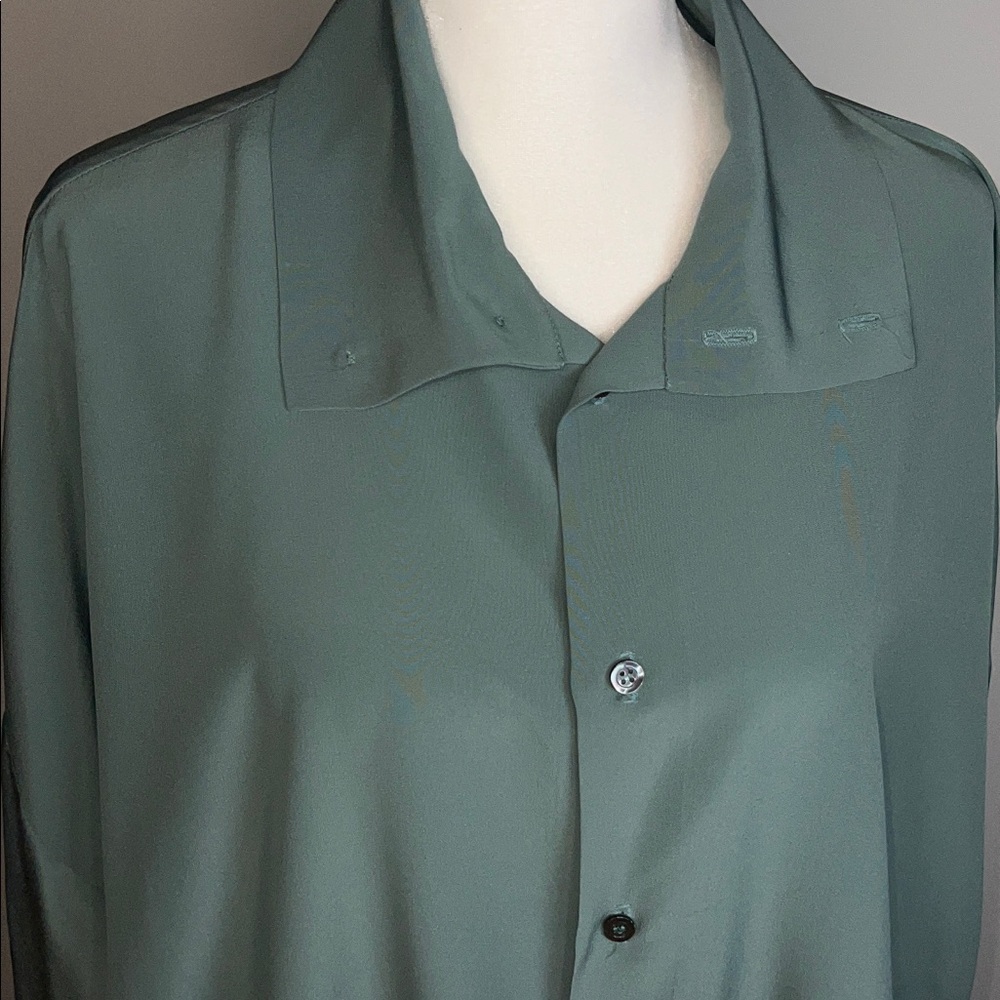 🩵NWOT ESKANDAR WOMENS 100% SILK OVERSIZED BUTTON BLOUSE IN TEAL/ BLUE SIZE 1 - Picture 4 of 11